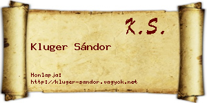 Kluger Sándor névjegykártya